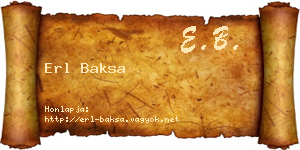 Erl Baksa névjegykártya